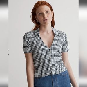 Madewell Crinkled Y-Neck Button-Down